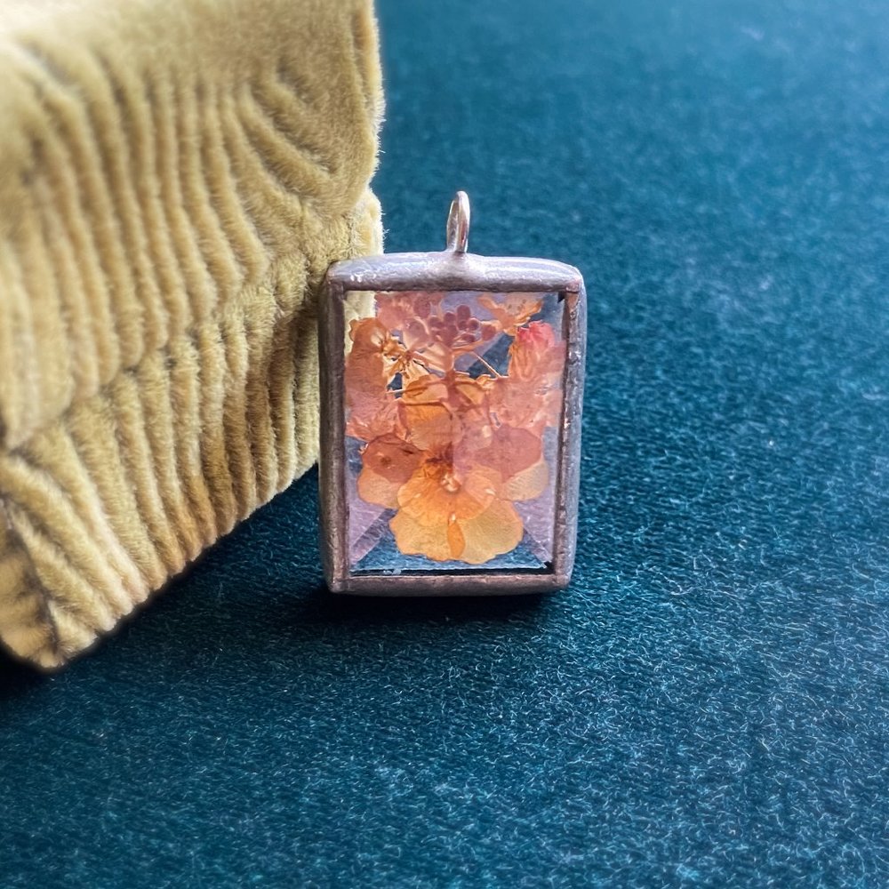 Antique Pressed Flower Pendant